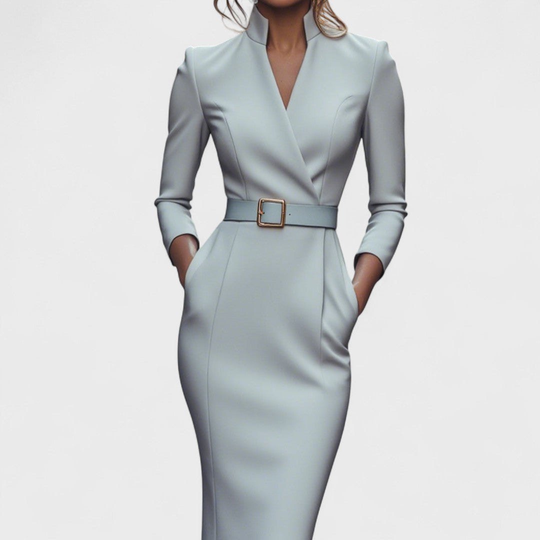 Vivienne – The Belted Power Dress Maxi