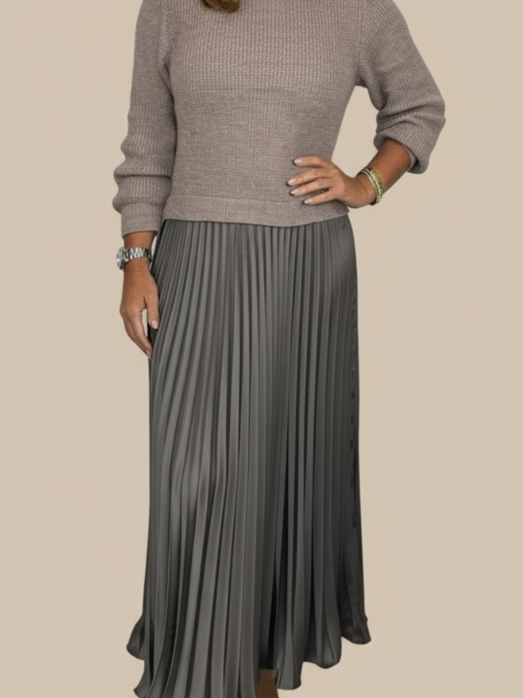 Camilla | Two-Piece Sweater & Pleated Maxi Dress