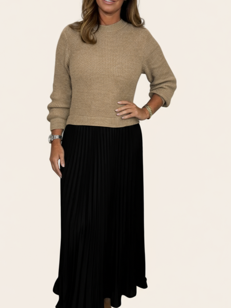 Camilla | Two-Piece Sweater & Pleated Maxi Dress