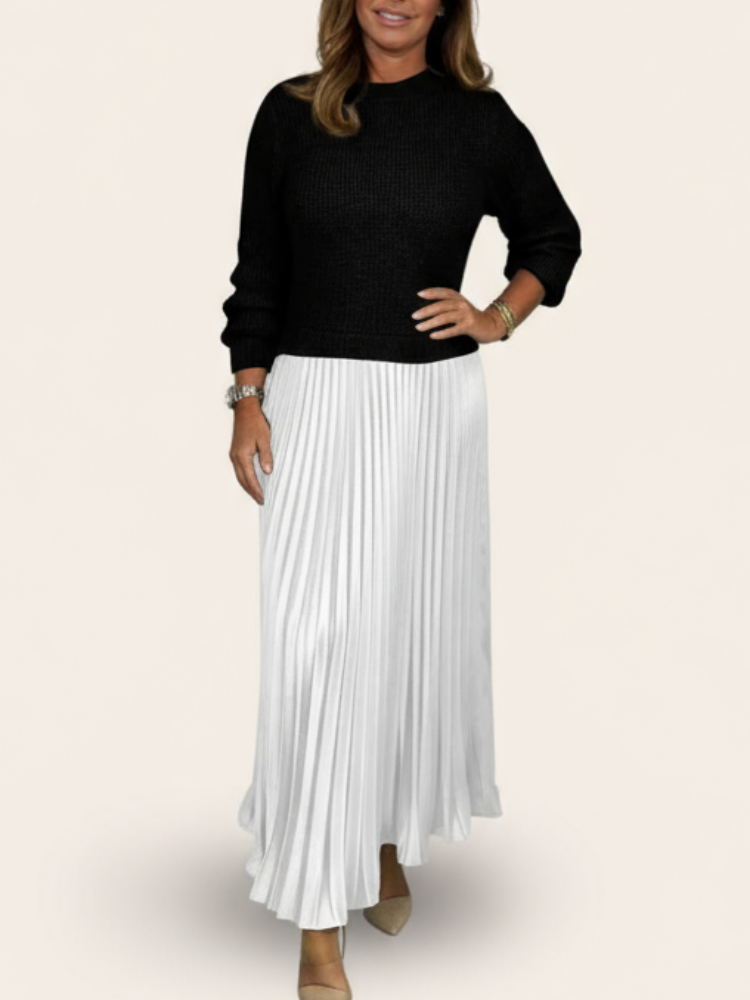Camilla | Two-Piece Sweater & Pleated Maxi Dress