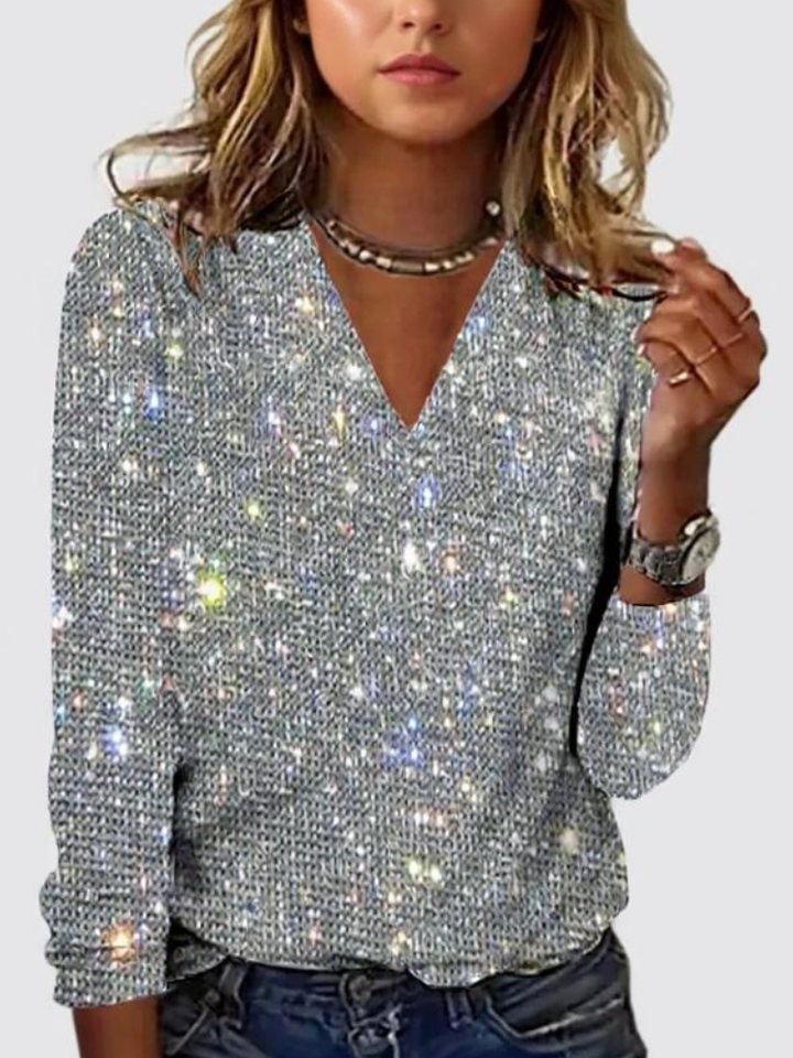 Jade | V-Neck Diamond Blouse