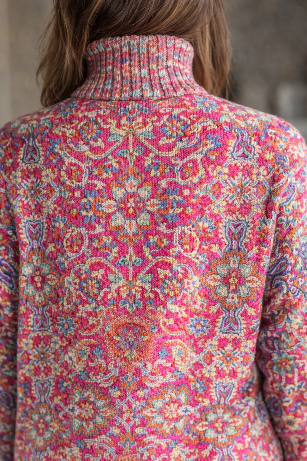Annabelle | Retro Ethnic Floral Turtleneck