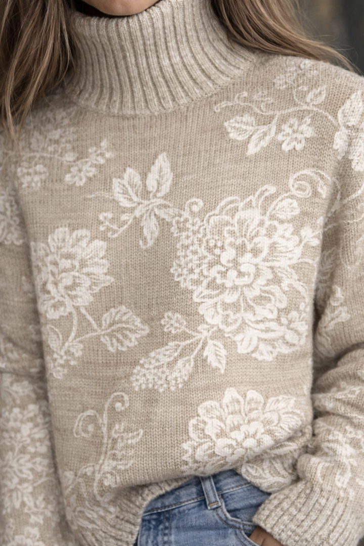 Bellina | Retro Ethnic Floral Turtleneck